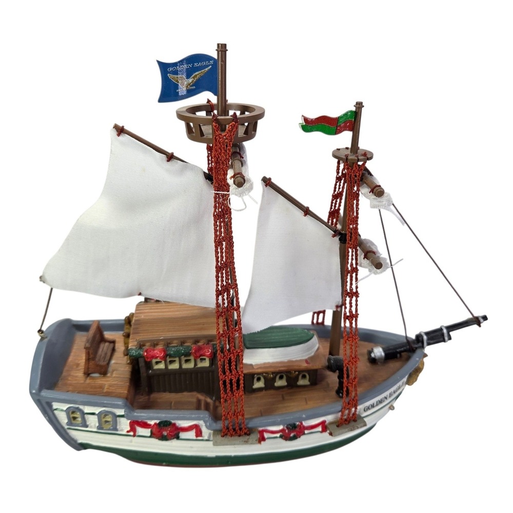 Lemax Golden Eagle Sailboat Christmas Village Display Lighted Nautical Decor Box